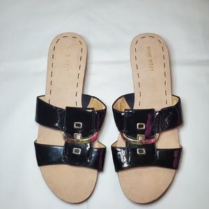 Women's black Nine West Wedge Slippers